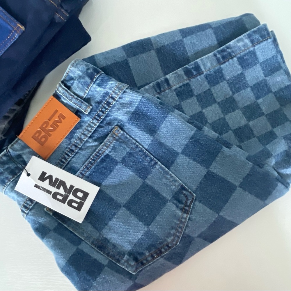 Princess Polly Checkered Jeans Size 12